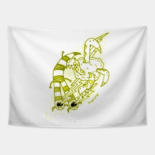 Cloud Monsters Black & Yellow Tapestry