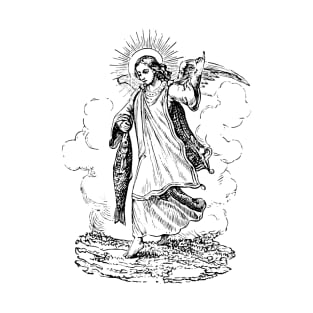 St. Raphael the Archangel - Catholic Vintage style black and clear image T-Shirt