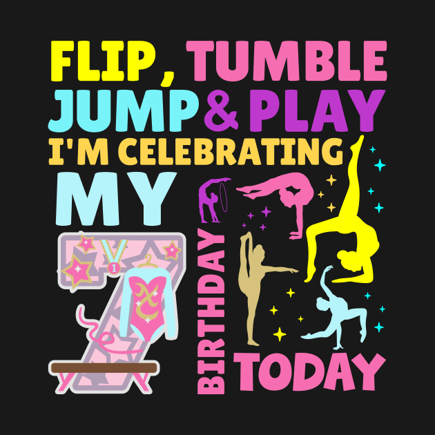 Gymnastics Girls 7th Birthday Themed Party Kids Seven Year Old by HollyDuck