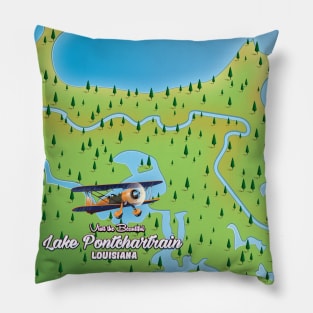 Lake Pontchartrain Louisiana lake map Pillow