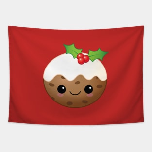 Cute Kawaii Christmas Pudding Tapestry