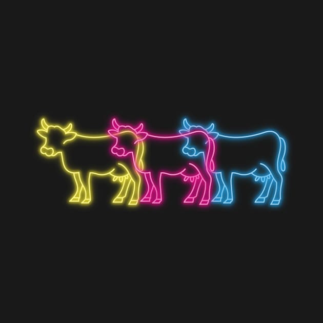 Neon Cow Pastoral Farmer Farming Farm Agriculture by TheTeeBee