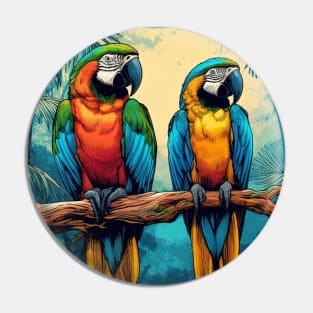 Exotic Colorful Macaws Pin
