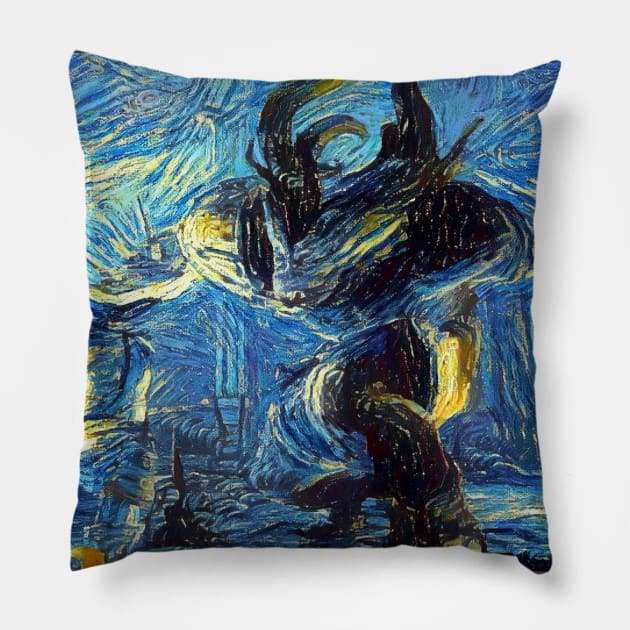 Dragon Age Origins The Warden vs Ogre Starry Night Pillow by Starry Night