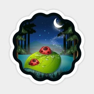 Ladybugs Under The Moon Magnet