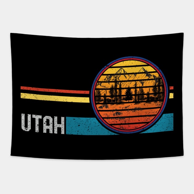 Vintage Retro Utah 80s 70s Utah Mountain Hiking Camping Tapestry by mrsmitful01