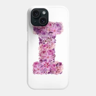 Pink Floral Letter I Phone Case