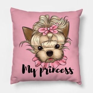 Cute yorkie girl Pillow