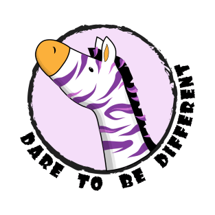 Colorful Zebra Dare to Be Different Encourage Print T-Shirt