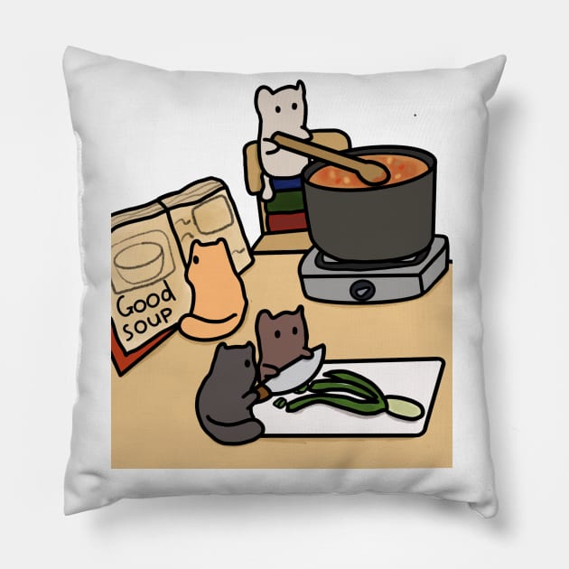 good soup cats Pillow by Ariannakitana