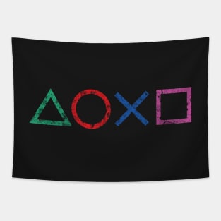 Playstation Icons Grunge Distressed Tapestry