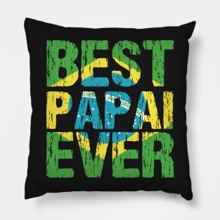 Best Papai Ever Brazilian Dad Father Brasil Flag Distressed Pillow