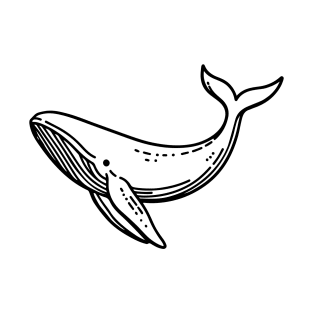 Whale Line Art (Black Line Version) T-Shirt