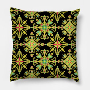 Colorful Snowflakes Pattern Art 2 Pillow