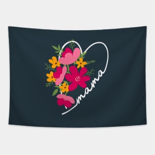 Mama Heart Floral Gift for Mom Tapestry