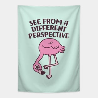 Cute Flamingo See From A Different Perspective Tapestry
