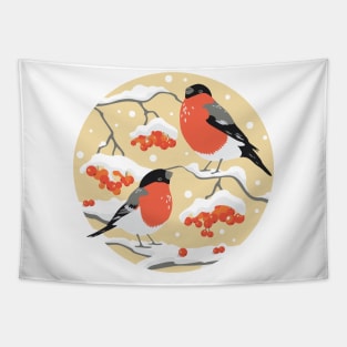 Bullfinches on rowan branches Tapestry