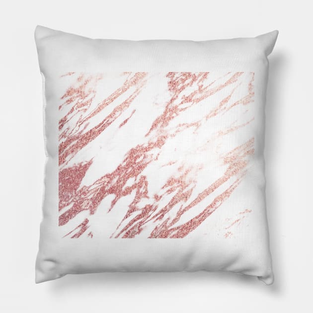 Snow white rose gold Pillow by marbleco