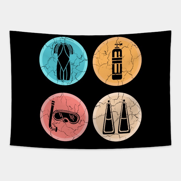 Scuba Diving Equipment Underwater Sports Tapestry by Anassein.os
