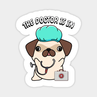 Cute Pug dog is a doctor Magnet