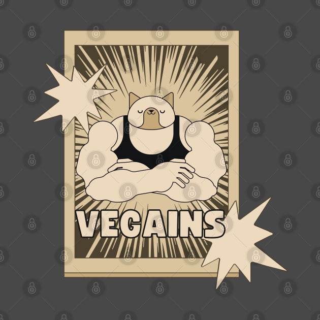 Vegains Strong Funny Vegan Power Pun by veganspace