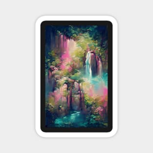 Springtime Waterfall Mystical Art Magnet