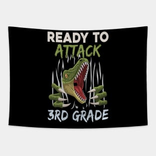 Dinosaur Kids Ready To Attack 3rd Grade Boys Back To School Tapestry