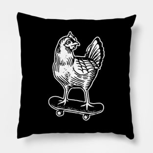 Skateboarding Chicken On A Skateboard Pillow