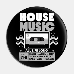 HOUSE MUSIC  - Cassette (Grey) Pin