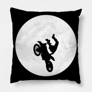 Biker Silhouette in Fullmoon Pillow