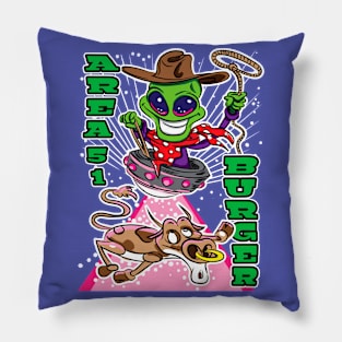 Area 51 Burger Alien Abduction Cow Pillow