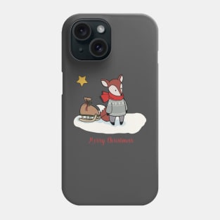 Cute fox on a  Christmas card Phone Case