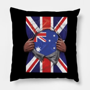 Australia Flag Great Britain Flag Ripped - Gift for Australian From Australia Pillow