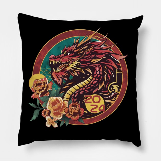 Chinese Year of the Dragon 2024 Pillow by Shadowisper