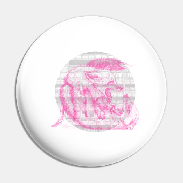 Brutalist Urban Foxes - Dayglo Pink Pin by christoff3000