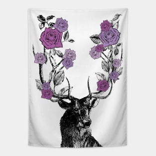 Stag and Roses | Stag and Flowers | Purple Roses | Tapestry