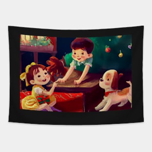 Children Opening Christmas Presents Tapestry