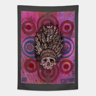 Pink Indian Skull Tapestry