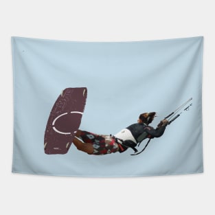 Kiter Action Freestyle Kitesurfer Color Illustration Tapestry