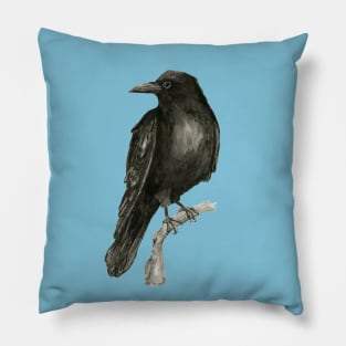 Raven drawing in washed ink Pillow