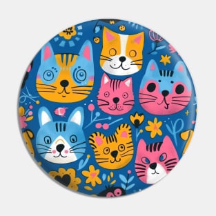 Whimsical Animal Faces Pattern Pin