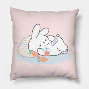 Cute Bunny Relaxing Doing What You Love is Never Waste of Time Pillow