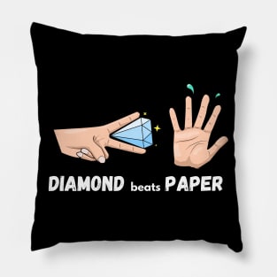 Diamond Hand beats Paper hand Colored Pillow