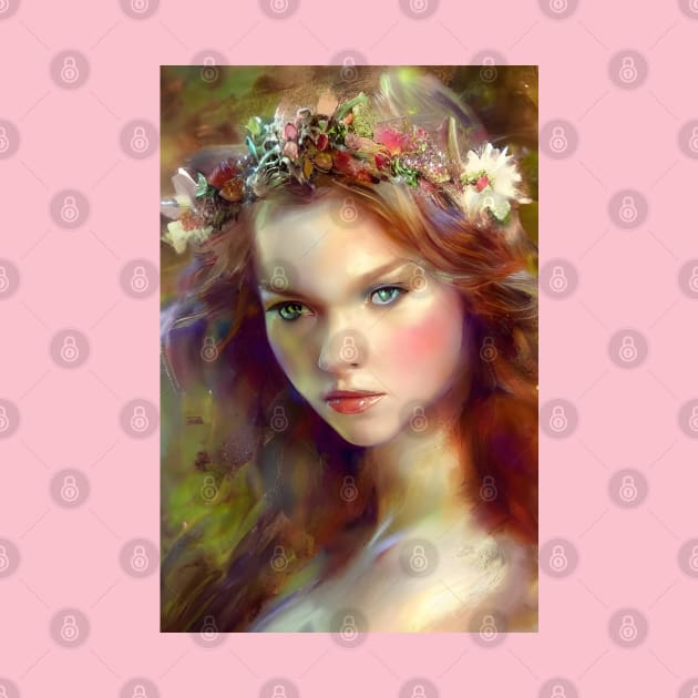 Dreamy kitschy Maiden with Flower Wreath by Christine aka stine1