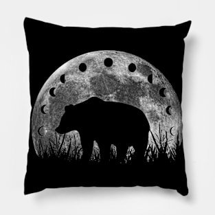 Bear And Moon Phases On Moon Pillow