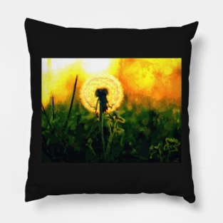 Dandelion Flower Sunset Sunrise Pillow