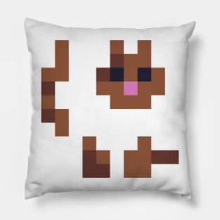 White and Brown Fat Pixel Cat Pillow