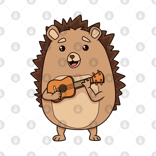 Cartoon hedgehog playing ukulele by Modern Medieval Design