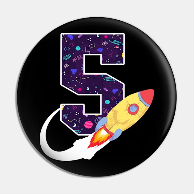 Outer Space 5 Year Old 5th Birthday Five Rocket Ship Party Pin by ruffianlouse