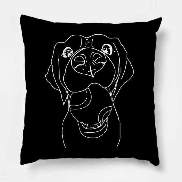 Dog with a tennis ball in its mouth. Cute white line art Pillow by KateQR